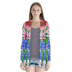 Exotic Tropical Flowers Drape Collar Cardigan by GardenOfOphir