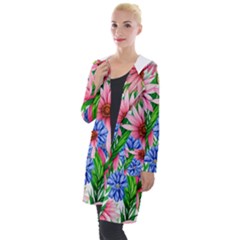 Exotic Tropical Flowers Hooded Pocket Cardigan by GardenOfOphir