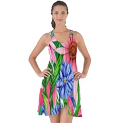 Exotic Tropical Flowers Show Some Back Chiffon Dress by GardenOfOphir