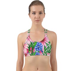 Exotic Tropical Flowers Back Web Sports Bra by GardenOfOphir