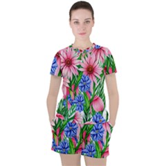 Exotic Tropical Flowers Women s Tee And Shorts Set