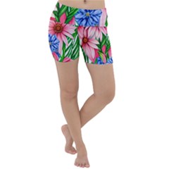 Exotic Tropical Flowers Lightweight Velour Yoga Shorts by GardenOfOphir