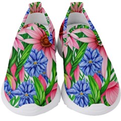 Exotic Tropical Flowers Kids  Slip On Sneakers by GardenOfOphir