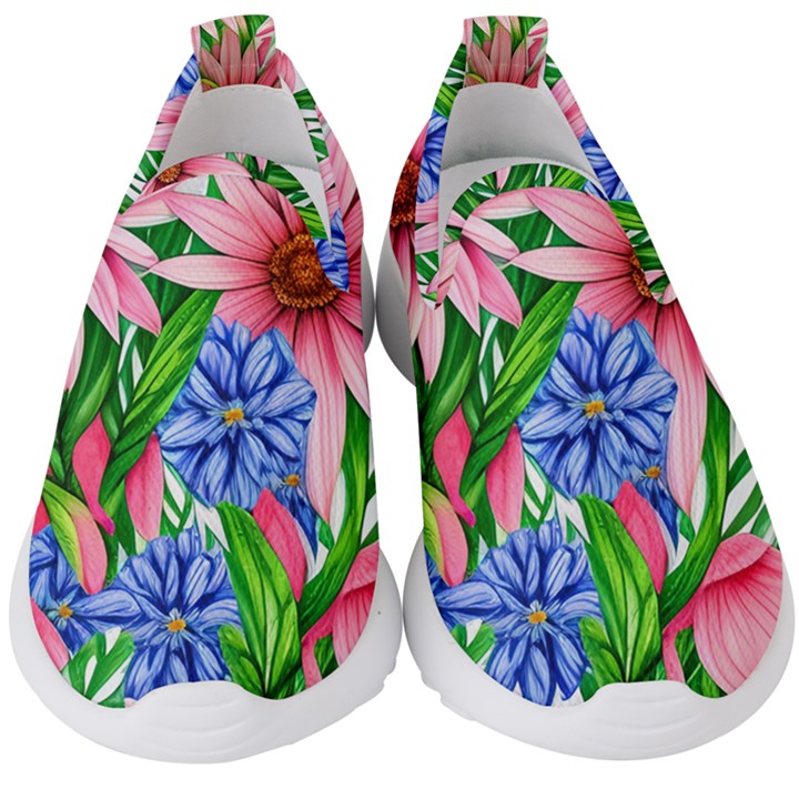 Exotic Tropical Flowers Kids  Slip On Sneakers