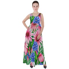 Exotic Tropical Flowers Empire Waist Velour Maxi Dress by GardenOfOphir