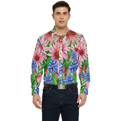 Exotic Tropical Flowers Men s Long Sleeve Pocket Shirt  by GardenOfOphir