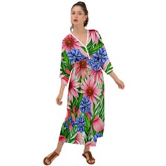 Exotic Tropical Flowers Grecian Style  Maxi Dress by GardenOfOphir