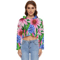 Exotic Tropical Flowers Women s Lightweight Cropped Hoodie by GardenOfOphir