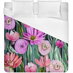 Floral Watercolor Duvet Cover (king Size) by GardenOfOphir