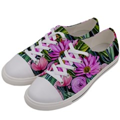 Floral Watercolor Men s Low Top Canvas Sneakers by GardenOfOphir