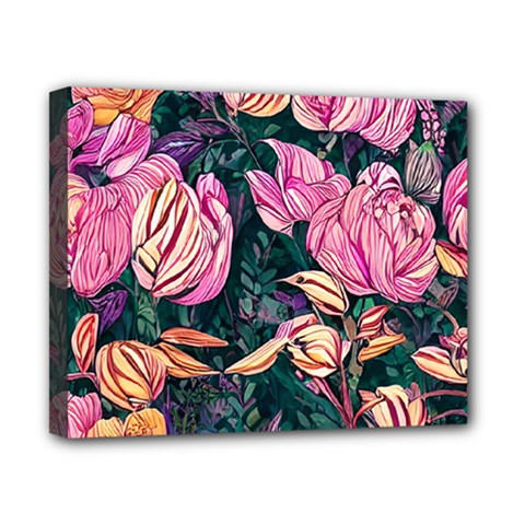 Retro Botanical Flowers Canvas 10  X 8  (stretched) by GardenOfOphir