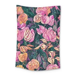 Retro Botanical Flowers Small Tapestry by GardenOfOphir