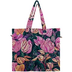 Retro Botanical Flowers Canvas Travel Bag by GardenOfOphir