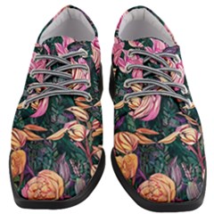 Retro Botanical Flowers Women Heeled Oxford Shoes by GardenOfOphir