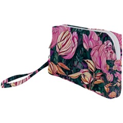 Retro Botanical Flowers Wristlet Pouch Bag (small) by GardenOfOphir