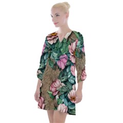 Cottagecore Aesthetics Open Neck Shift Dress by GardenOfOphir