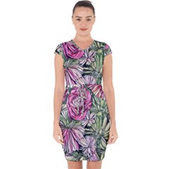 Summer Floral Capsleeve Drawstring Dress  by GardenOfOphir