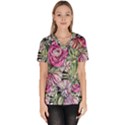 Summer Floral Women s V-Neck Scrub Top View1