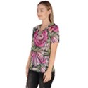 Summer Floral Women s V-Neck Scrub Top View2