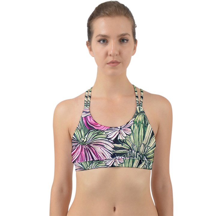 Summer Floral Back Web Sports Bra