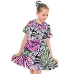 Summer Floral Kids  Short Sleeve Shirt Dress by GardenOfOphir