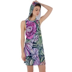 Summer Floral Racer Back Hoodie Dress by GardenOfOphir