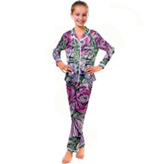 Summer Floral Kid s Satin Long Sleeve Pajamas Set by GardenOfOphir