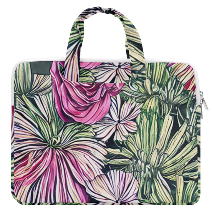 Summer Floral MacBook Pro 16  Double Pocket Laptop Bag 