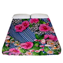 Vintage Botanical Flowers Fitted Sheet (California King Size)