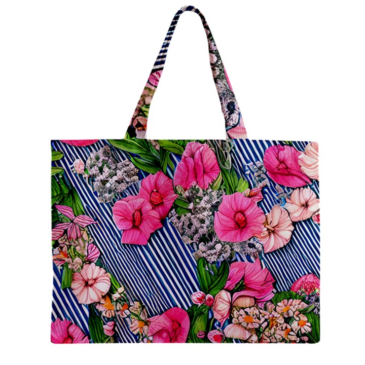 Vintage Botanical Flowers Zipper Mini Tote Bag