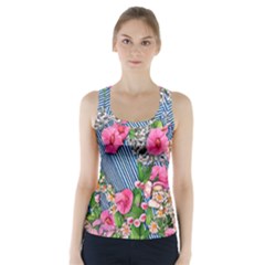 Vintage Botanical Flowers Racer Back Sports Top