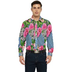 Vintage Botanical Flowers Men s Long Sleeve  Shirt by GardenOfOphir