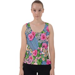 Vintage Botanical Flowers Velvet Tank Top by GardenOfOphir