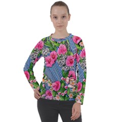 Vintage Botanical Flowers Women s Long Sleeve Raglan Tee