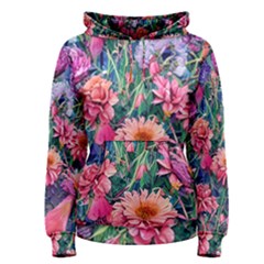 Retro Floral Women s Pullover Hoodie by GardenOfOphir