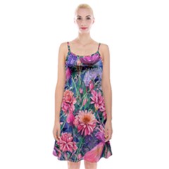 Retro Floral Spaghetti Strap Velvet Dress by GardenOfOphir