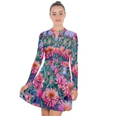 Retro Floral Long Sleeve Panel Dress by GardenOfOphir