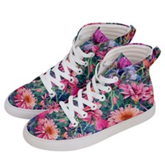 Retro Floral Men s Hi-top Skate Sneakers by GardenOfOphir