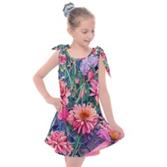 Retro Floral Kids  Tie Up Tunic Dress by GardenOfOphir