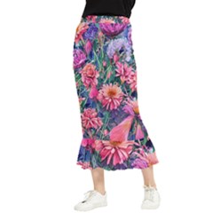 Retro Floral Maxi Fishtail Chiffon Skirt by GardenOfOphir