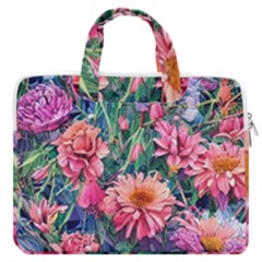 Retro Floral Macbook Pro 16  Double Pocket Laptop Bag  by GardenOfOphir