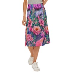 Retro Floral Midi Panel Skirt by GardenOfOphir