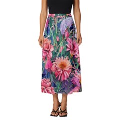 Retro Floral Classic Midi Chiffon Skirt