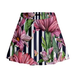 Tropical Botanical Flowers In Watercolor Mini Flare Skirt by GardenOfOphir