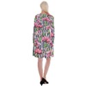 Tropical Botanical Flowers In Watercolor Long Sleeve Velvet Front Wrap Dress View2