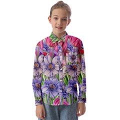 The Perfect Pattern For Your Cottagecore Aesthetics Kids  Long Sleeve Shirt by GardenOfOphir