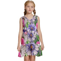 The Perfect Pattern For Your Cottagecore Aesthetics Kids  Sleeveless Tiered Mini Dress by GardenOfOphir