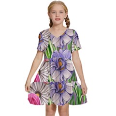 The Perfect Pattern For Your Cottagecore Aesthetics Kids  Short Sleeve Tiered Mini Dress by GardenOfOphir