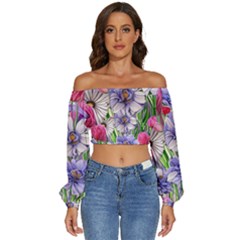 The Perfect Pattern For Your Cottagecore Aesthetics Long Sleeve Crinkled Weave Crop Top