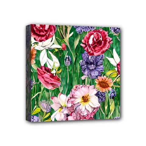 Vintage Tropical Flowers Mini Canvas 4  X 4  (stretched) by GardenOfOphir